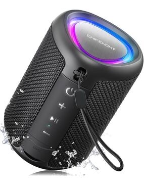 Black Portable Bluetooth Speaker with RGB Light Ring